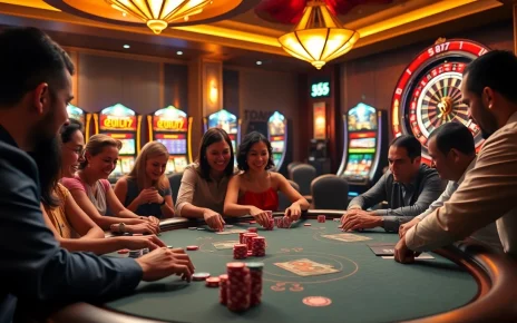 Experience the excitement of win55 at a luxurious casino poker table with players betting.