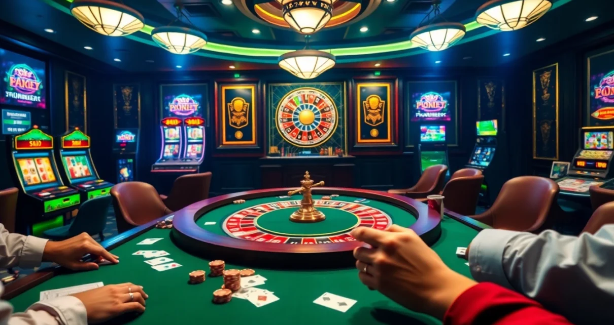 Experience thrilling gameplay at 789win trang chu with vibrant casino visuals of poker and slots.