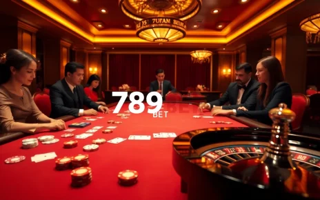 Engaging poker action at 789BET with players and dealers in a luxurious casino setting.