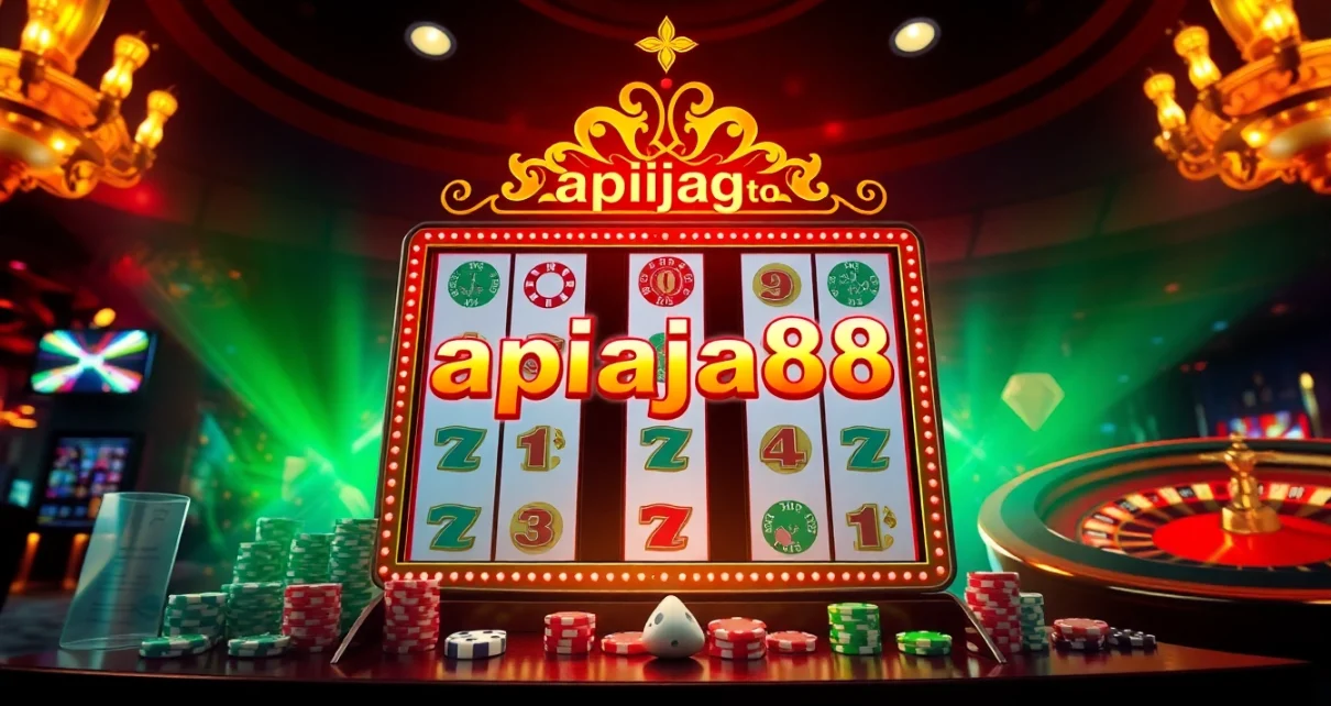 Exciting casino scene showcasing slot machines and gaming elements at apiraja88.