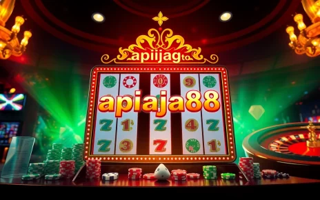 Exciting casino scene showcasing slot machines and gaming elements at apiraja88.