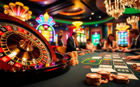 Players enjoying a thrilling game at the casino with https://pg88us.com/ roulette wheel and vibrant slot machines.