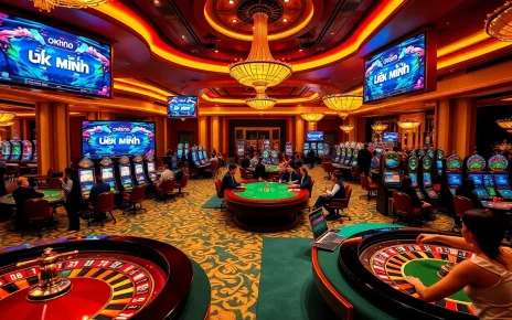 Experience the thrill of liên minh okwin with a vibrant casino scene full of gaming excitement.