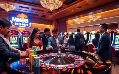 Players enjoying roulette at the MM88 casino, highlighting excitement and luxury.