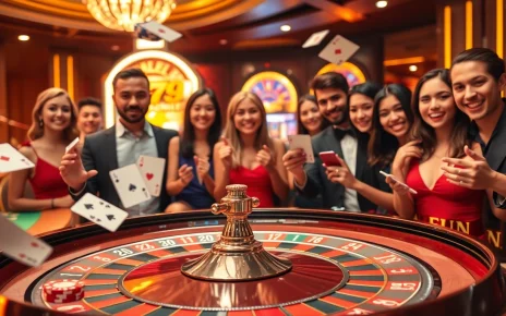 Gambling excitement at FUN79 casino with roulette table and poker chips displayed