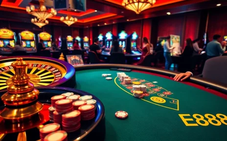 Players enjoying a dynamic casino experience featuring EE88 table games and vibrant gambling elements.