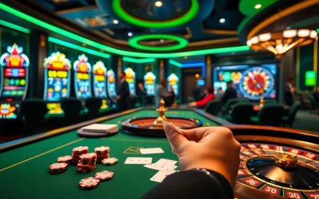 Experience excitement at 688v with professional gaming tables, poker chips, and vibrant slot machines.