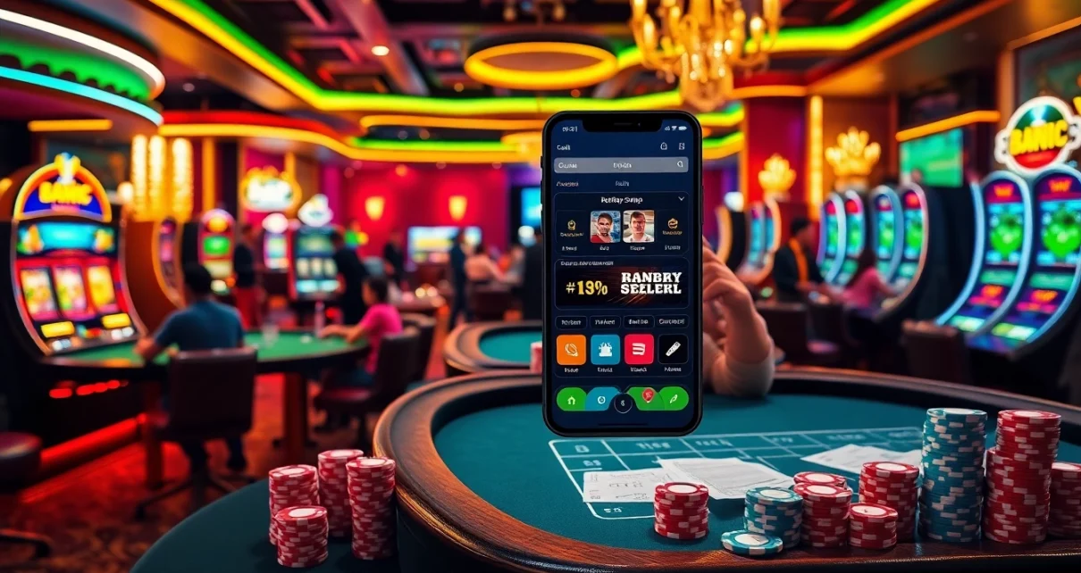 Cảnh sinh động nổi bật trải nghiệm ứng dụng Bet VIP với các yếu tố casino sôi động.